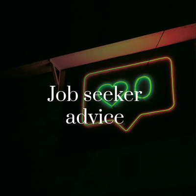 Social media like heart background with job seeker advice written on top